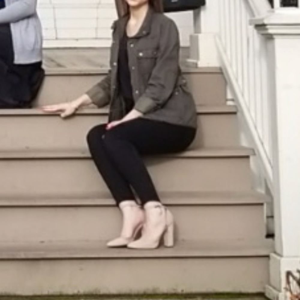 J Crew Green Cotton Twill Utility Jacket Women Small Snap Button Cargo Denim - Picture 6 of 7